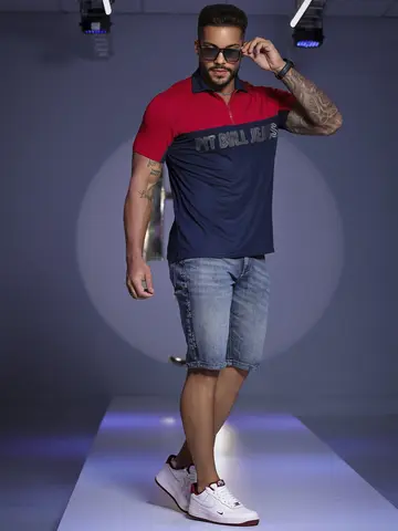 POLO MASCULINA PIT BULL JEANS COM DESIGN MODERNO E ESTILOSO