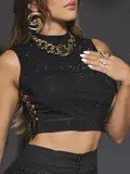CROPPED PIT BULL CONCEITO GLAMOUROSO E ATRAENTE COM BRILHOS FASHION