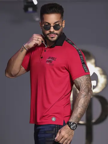 POLO MASCULINA PIT BULL JEANS ATEMPORAL COM DETALHES EXCLUSIVOS