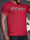 CAMISETA MASCULINA CASUAL PIT BULL VERMELHA AUTÊNTICA E VIBRANTE