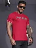CAMISETA MASCULINA CASUAL PIT BULL VERMELHA AUTÊNTICA E VIBRANTE