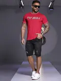 CAMISETA MASCULINA CASUAL PIT BULL VERMELHA AUTÊNTICA E VIBRANTE