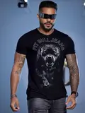 CAMISETA MASCULINA PRETA EXCLUSIVA COM ATITUDE NA ESTAMPA PIT BULL