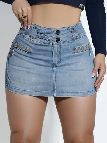 SHORT SAIA IRRESISTÍVEL COM BORDADO MANUAL EMPINA BUMBUM E CINTURA ALTA