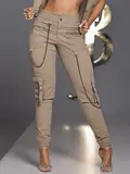 CALÇA FEMININA JOGGER CARGO PIT BULL JEANS STREET STYLE COM CORRENTE