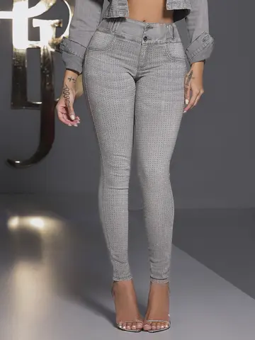 CALÇA FEMININA PIT BULL JEANS CONCEITO GLAMOUR COM PEDRARIAS BRILHANTES