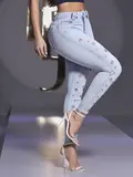 CALÇA FEMININA PIT BULL JEANS CONCEITO CINTURA ALTA COM ILHÓS MODERNOS