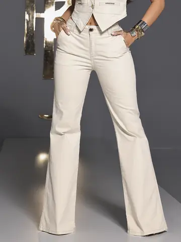 CALÇA FLARE PIT BULL JEANS CINTURA ALTA COM MODELAGEM PERFEITA