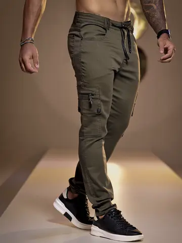 CALÇA JOGGER CARGO MASCULINA CONFORTÁVEL E ESTILOSA PIT BULL JEANS