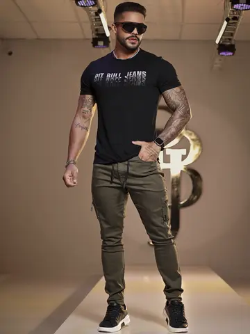 CALÇA JOGGER CARGO MASCULINA CONFORTÁVEL E ESTILOSA PIT BULL JEANS