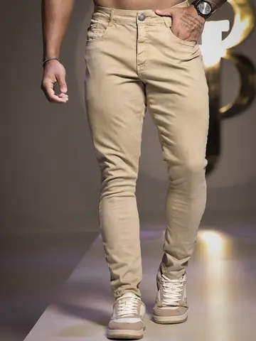 CALÇA MASCULINA CÁQUI PIT BULL JEANS VISUAL SOFISTICADO E VERSÁTIL