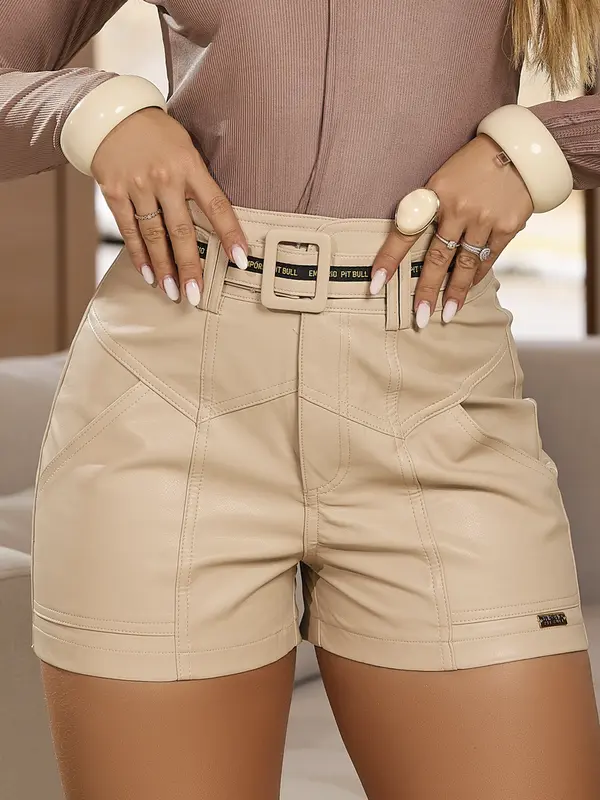 SHORT COURINO FEMININO FASHION E ATRAENTE COM CINTO EMPÓRIO PIT BULL