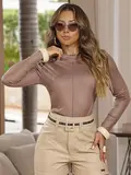BLUSA FEMININA EMPÓRIO PIT BULL MANGA LONGA E CONFORTÁVEL COM GOLA ALTA