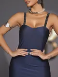 VESTIDO MIDI LUXO PIT BULL JEANS COM FENDAS LATERAIS E DESIGN ELEGANTE