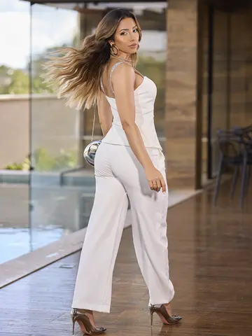 CONJUNTO FEMININO CALÇA MODERNA E BLUSA ACINTURADA EMPÓRIO PIT BULL