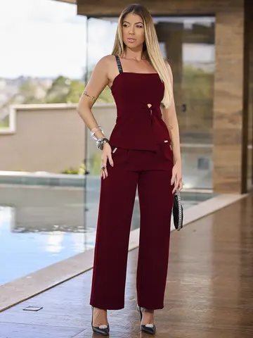 CONJUNTO FEMININO CALÇA MODERNA E BLUSA ACINTURADA EMPÓRIO PIT BULL