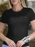 T-SHIRT FEMININA REFINADA E CASUAL EMPÓRIO PIT BULL COM ESCRITA DOURADA