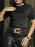 T-SHIRT FEMININA CASUAL E ESTILOSA EMPÓRIO PIT BULL COM STRASS