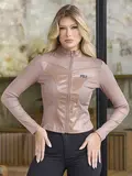 BLUSA FEMININA MANGA LONGA AUTÊNTICA EMPÓRIO PIT BULL COM GOLA ALTA