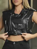 COLETE JAQUETA ESTILO BIKER FASHION E EXCLUSIVO PIT BULL JEANS COM ZÍPERES