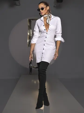 VESTIDO CAMISA MODERNO E CLÁSSICO COM DETALHES LATERAIS PIT BULL JEANS