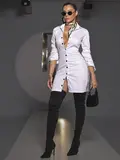VESTIDO CAMISA MODERNO E CLÁSSICO COM DETALHES LATERAIS PIT BULL JEANS