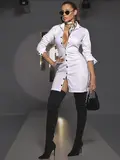 VESTIDO CAMISA MODERNO E CLÁSSICO COM DETALHES LATERAIS PIT BULL JEANS