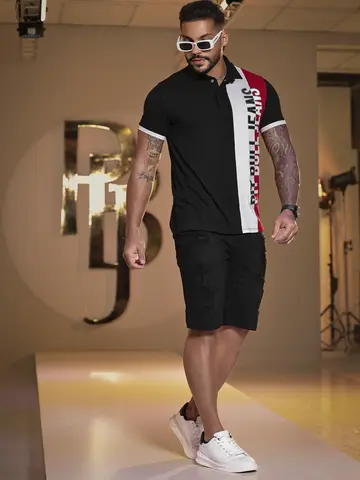 POLO MASCULINA MODERNA E CASUAL COM ESTAMPA PIT BULL JEANS