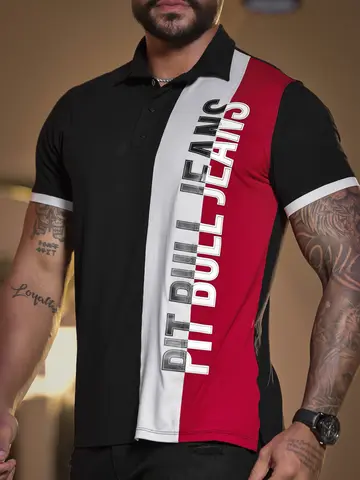POLO MASCULINA MODERNA E CASUAL COM ESTAMPA PIT BULL JEANS