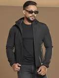 JAQUETA MASCULINA COM CAPUZ PIT BULL JEANS MODERNA COM ZÍPER E BOLSOS