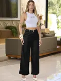CALÇA FEMININA FLARE DESPOJADA E ELEGANTE CINTURA ALTA EMPÓRIO PIT BULL