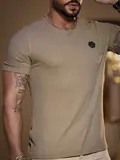CAMISETA MASCULINA BEGE TEXTURIZADA CASUAL E VERSÁTIL PIT BULL JEANS