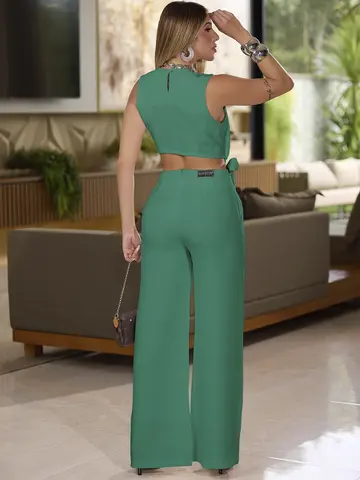 CONJUNTO FEMININO CROPPED E CALÇA PANTALONA SOFISTICADO EMPÓRIO PIT BULL