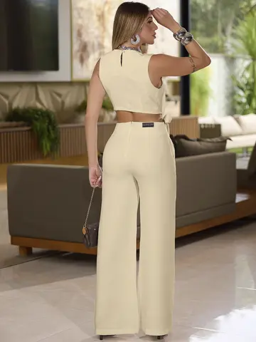 CONJUNTO FEMININO CROPPED E CALÇA PANTALONA SOFISTICADO EMPÓRIO PIT BULL
