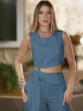 CONJUNTO FEMININO CROPPED E CALÇA PANTALONA SOFISTICADO EMPÓRIO PIT BULL