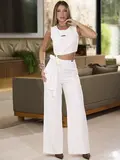 CONJUNTO FEMININO CROPPED E CALÇA PANTALONA SOFISTICADO EMPÓRIO PIT BULL
