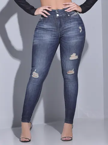 CALÇA FEMININA ESTILOSA PIT BULL JEANS SOFISTICADA COM DESTROYEDS