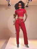 Calça Pantalona Pit Bull Jeans Fashion e Confortável com Cordão de Strass