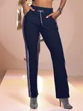 Calça Pantalona Pit Bull Jeans Fashion e Confortável com Cordão de Strass