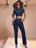 Calça Pantalona Pit Bull Jeans Fashion e Confortável com Cordão de Strass