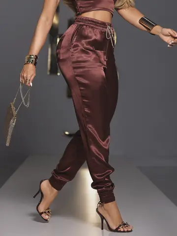 CALÇA JOGGER FEMININA ACETINADA PIT BULL JEANS ELEGANTE E VERSÁTIL