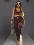 CALÇA JOGGER FEMININA ACETINADA PIT BULL JEANS ELEGANTE E VERSÁTIL