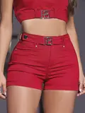 SHORT FEMININO MODELADOR PIT BULL JEANS COM CINTURA ALTA SOFISTICADA