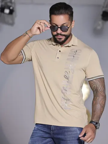 POLO MASCULINA ESTILOSA COM ESTAMPA PIT BULL JEANS CASUAL E MODERNA