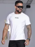 CAMISETA MASCULINA BRANCA PERSONALIZADA PIT BULL JEANS MODERNA