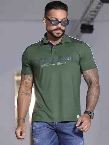 POLO MASCULINA AUTÊNTICA E SOFISTICADA COM ESTAMPA PIT BULL JEANS