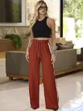 CALÇA FEMININA ELEGANTE COM CÓS ELÁSTICO E CORDÃO EMPÓRIO PIT BULL