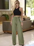 CALÇA FEMININA ELEGANTE COM CÓS ELÁSTICO E CORDÃO EMPÓRIO PIT BULL