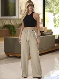 CALÇA FEMININA ELEGANTE COM CÓS ELÁSTICO E CORDÃO EMPÓRIO PIT BULL