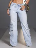 CALÇA WIDE LEG CARGO FEMININA PIT BULL JEANS ESTILOSA E VERSÁTIL